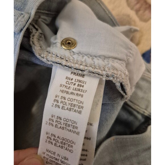 FRAME le Skinny de Jeanne Distressed Light Wash Jeans Stretch Denim Jeans sz 29 - Picture 7 of 7